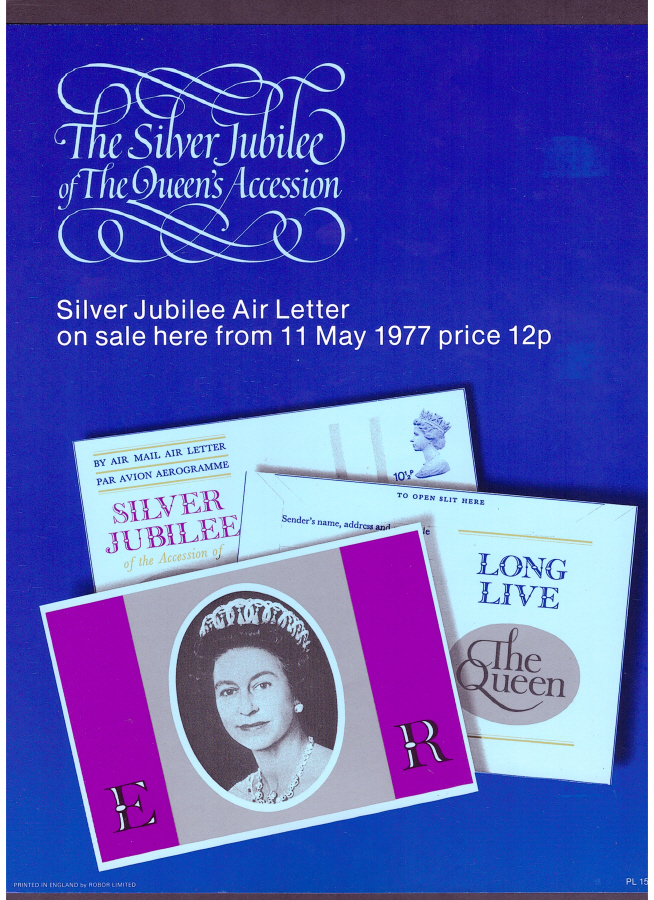 (image for) 1977 Silver Jubilee Air Letter Post Office A4 poster. PL 1576.